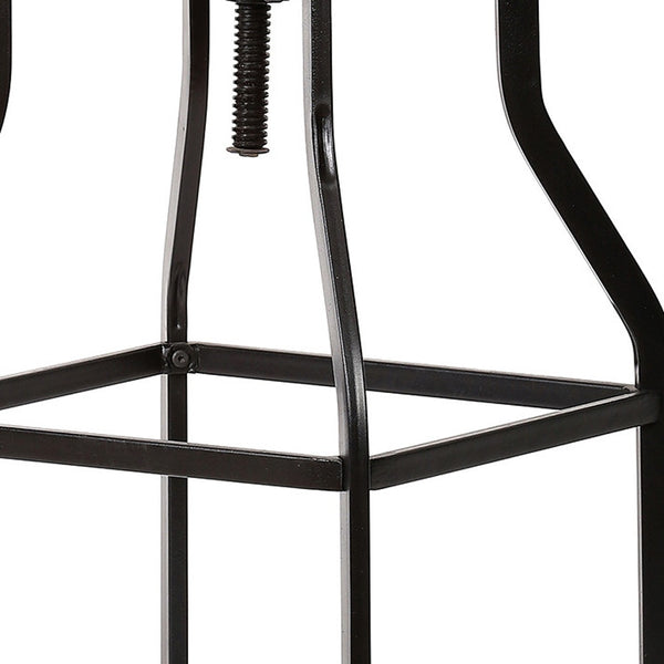 Homeroots 26" Chestnut And Black Steel Swivel Backless Adjustable Height Bar Chair   516183