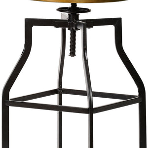 Homeroots 26" Chestnut And Black Steel Swivel Backless Adjustable Height Bar Chair   516183