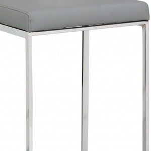 Homeroots 31" Gray And Silver Faux Leather And Solid Wood Backless Bar Height Bar Chair   516185