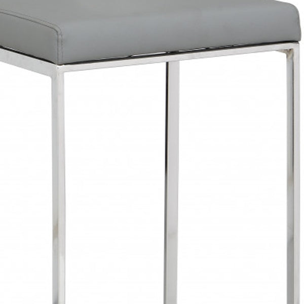 Homeroots 31" Gray And Silver Faux Leather And Solid Wood Backless Bar Height Bar Chair   516185