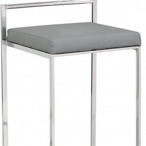 Homeroots 31" Gray And Silver Faux Leather And Solid Wood Backless Bar Height Bar Chair   516185