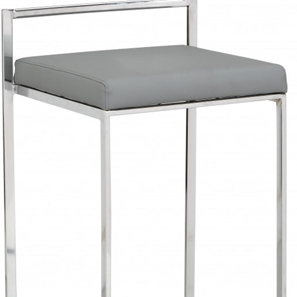 Homeroots 31" Gray And Silver Faux Leather And Solid Wood Backless Bar Height Bar Chair   516185