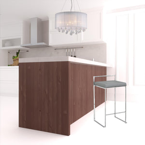 Homeroots 31" Gray And Silver Faux Leather And Solid Wood Backless Bar Height Bar Chair   516185