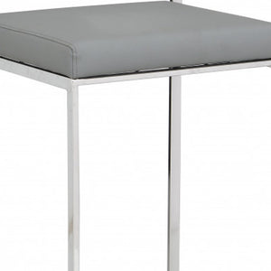 Homeroots 35" Gray And Silver Faux Leather And Steel Low Back Bar Height Bar Chair   516187