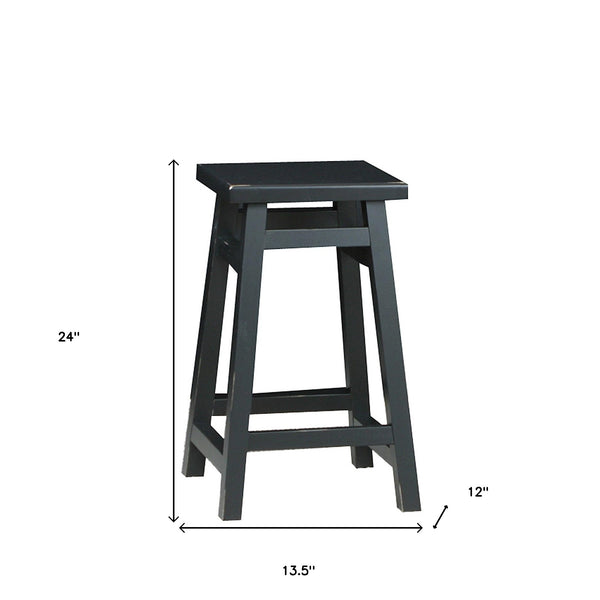 Homeroots 24" Black Solid Wood Backless Counter Height Bar Chair   516189