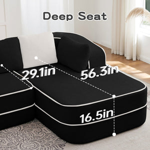 English Elm 106" Teddy Fabric Sofa - Plush L-Shaped Chaise, No Assembly, High-Density Comfort For Modern Living Rooms W714S01426