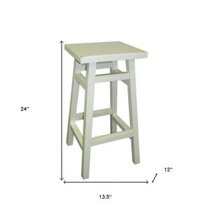 Homeroots 24" Antiqued White Solid Wood Backless Counter Height Bar Chair   516190
