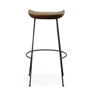 Homeroots Set Of Two 31" Chestnut And Black Steel Backless Bar Height Bar Chairs   516199