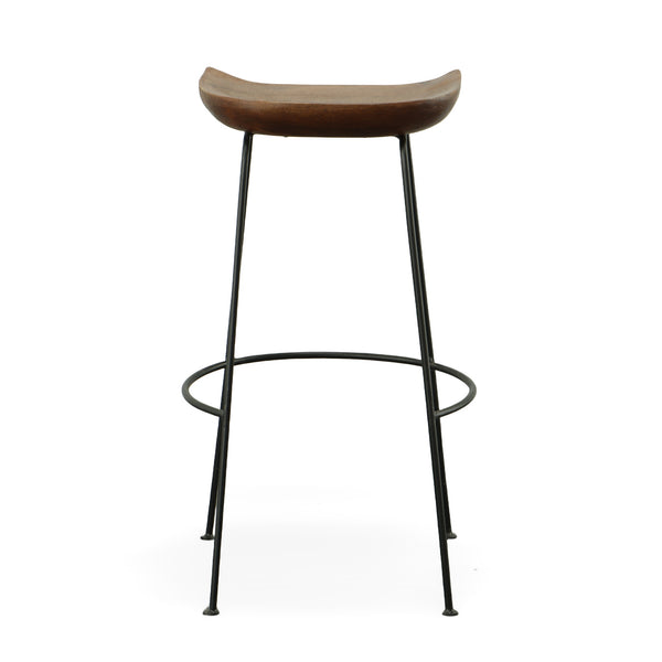 Homeroots Set Of Two 31" Chestnut And Black Steel Backless Bar Height Bar Chairs   516199