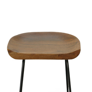 Homeroots Set Of Two 31" Chestnut And Black Steel Backless Bar Height Bar Chairs   516199