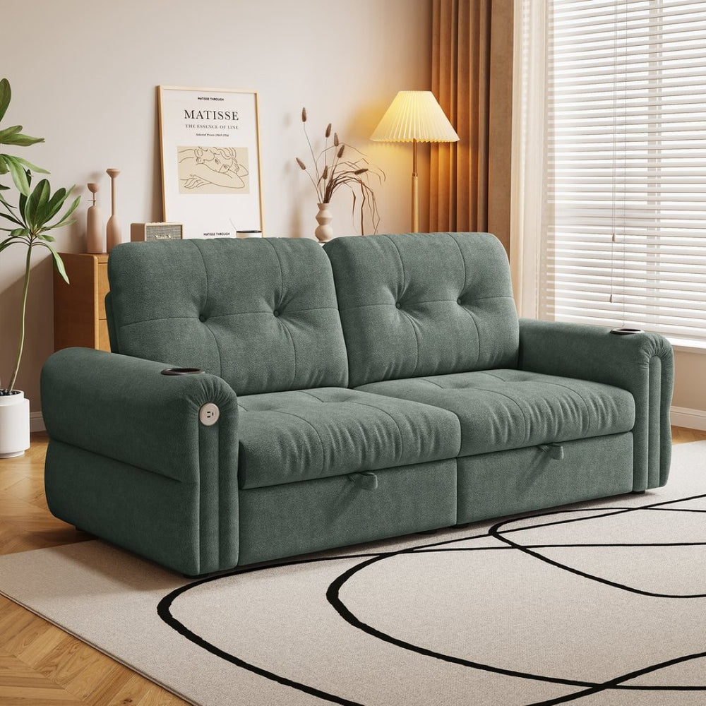 English Elm It Chenille Convertible Sleeper Loveseat with Steel Frame for Guest Rooms W3820S00020