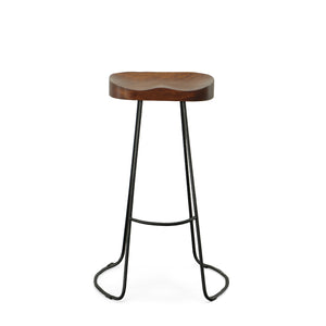 Homeroots Set Of Two 31" Chestnut And Black Steel Backless Bar Height Bar Chairs   516201