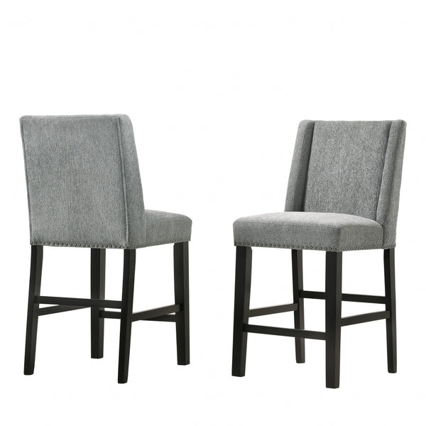 Homeroots Set Of Two 42" Charcoal And Espresso Solid Wood Bar Chairs   516207