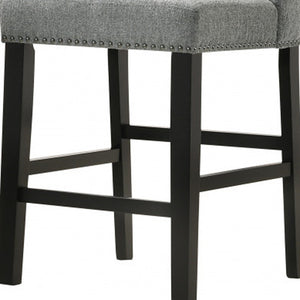 Homeroots Set Of Two 42" Charcoal And Espresso Solid Wood Bar Chairs   516207