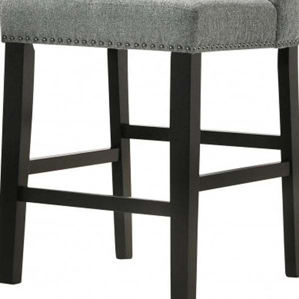 Homeroots Set Of Two 42" Charcoal And Espresso Solid Wood Bar Chairs   516207
