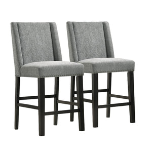Homeroots Set Of Two 42" Charcoal And Espresso Solid Wood Bar Chairs   516207