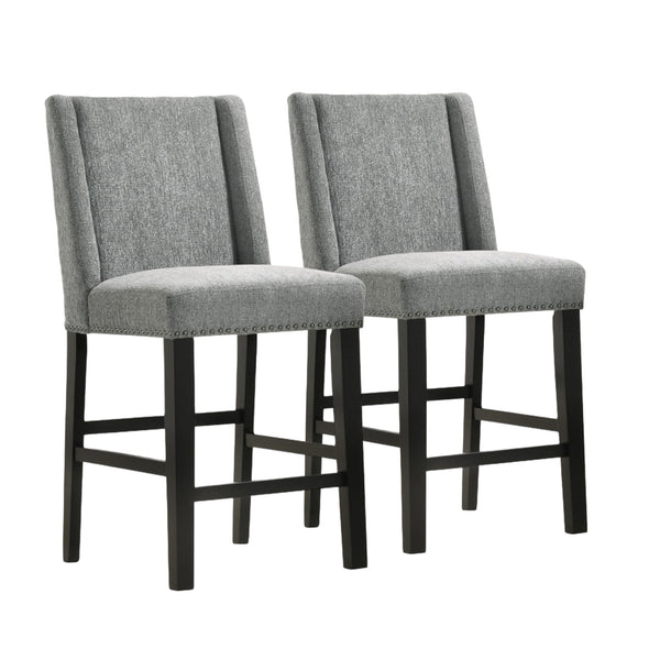 Homeroots Set Of Two 42" Charcoal And Espresso Solid Wood Bar Chairs   516207