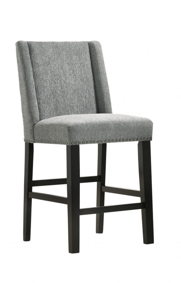Homeroots Set Of Two 42" Charcoal And Espresso Solid Wood Bar Chairs   516207
