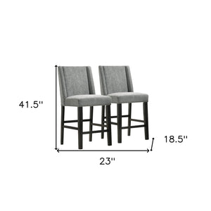 Homeroots Set Of Two 42" Charcoal And Espresso Solid Wood Bar Chairs   516207