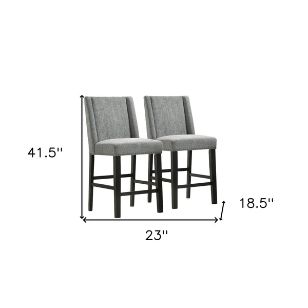 Homeroots Set Of Two 42" Charcoal And Espresso Solid Wood Bar Chairs   516207