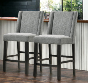 Homeroots Set Of Two 42" Charcoal And Espresso Solid Wood Bar Chairs   516207