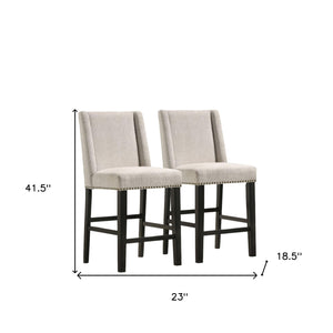 Homeroots Set Of Two 42" Fawn And Espresso Iron Bar Chairs   516208