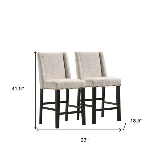 Homeroots Set Of Two 42" Fawn And Espresso Iron Bar Chairs   516208