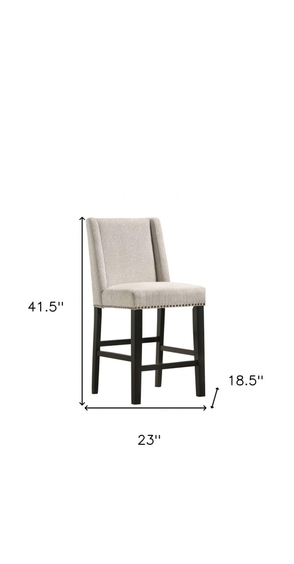 HomeRoots Set of Two Stylish Fawn Upholstered Iron Bar Chairs with Comfort and Support for Any Space 516208