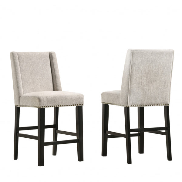 Homeroots Set Of Two 42" Fawn And Espresso Iron Bar Chairs   516208