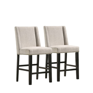 Homeroots Set Of Two 42" Fawn And Espresso Iron Bar Chairs   516208