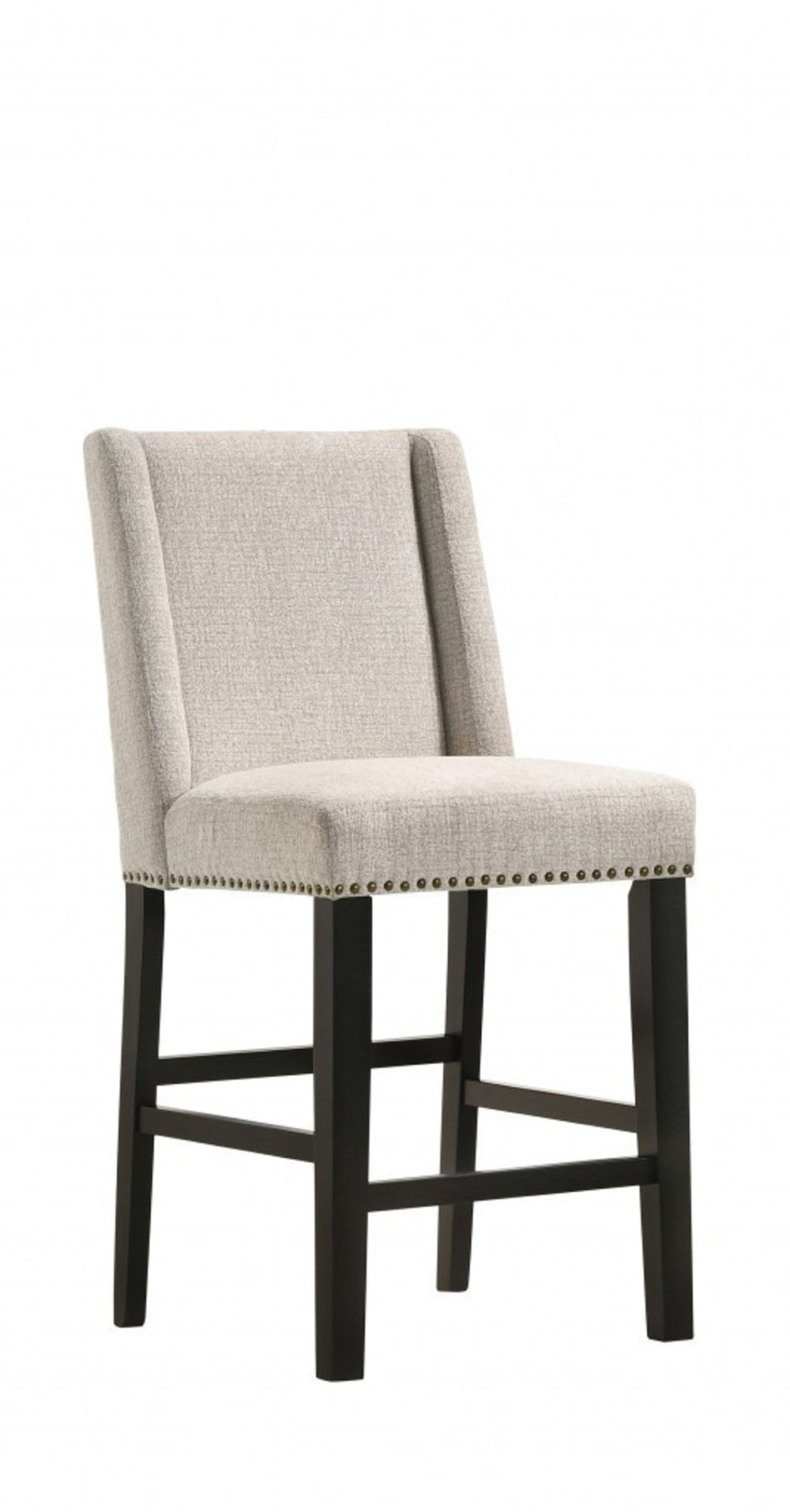 HomeRoots Set of Two Stylish Fawn Upholstered Iron Bar Chairs with Comfort and Support for Any Space 516208