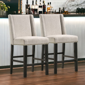 Homeroots Set Of Two 42" Fawn And Espresso Iron Bar Chairs   516208