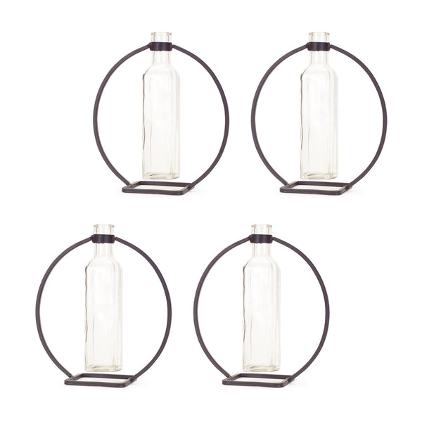 Homeroots Set Of Four Gray Round Metal Wall Vase  Metal 516219