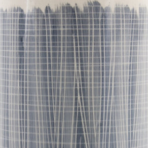 Homeroots 19" Blue And White Geometric Cylinder Terracotta Floor Vase  Terracotta 516222