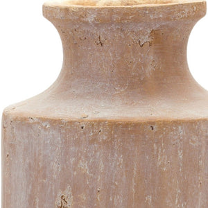 Homeroots 19" Beige Terracotta Cylinder Floor Vase  Terracotta 516237