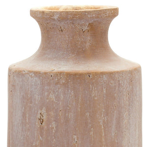 Homeroots 19" Beige Terracotta Cylinder Floor Vase  Terracotta 516237