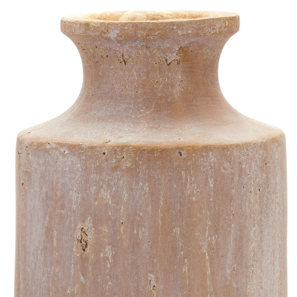 Homeroots 19" Beige Terracotta Cylinder Floor Vase  Terracotta 516237