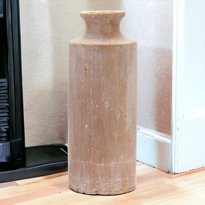 Homeroots 19" Beige Terracotta Cylinder Floor Vase  Terracotta 516237