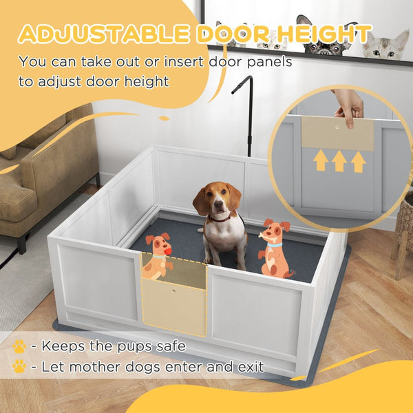English Elm Pawhut Whelping Box with Pig Rail Retractable Light Stand and Adjustable Door W2225P173799