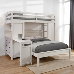 English Elm Contemporary Twin Bunk Bed With Drawers, Desk & Ladder - Space-Saving Design For Kids' Rooms B2741S00698