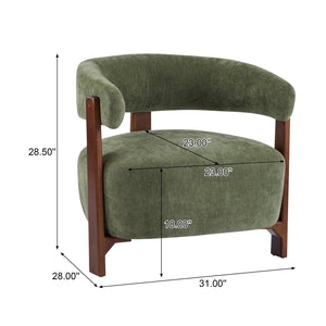 English Elm Christopher Knight Home® - Accent modern minimalist arm chair with three-leg rubberwood frame, premium fabric upholstery, easy assembly and stable comfort Green,Walnut 29 L x 27.75 W x 21 H N776P368457G