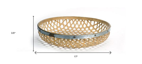 Homeroots Set Of Three Brown Round Solid Wood Serving Tray   516306