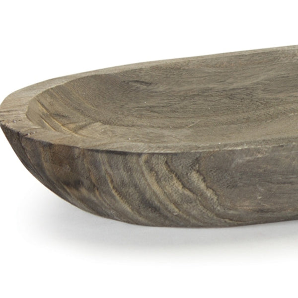 Homeroots Set Of Two Natural Brown Oval Solid Wood Serving Trays   516307