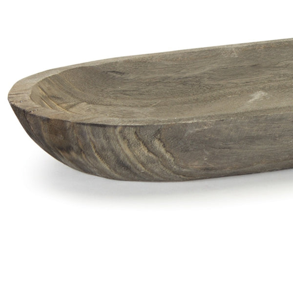 Homeroots Set Of Two Natural Brown Oval Solid Wood Serving Trays   516307