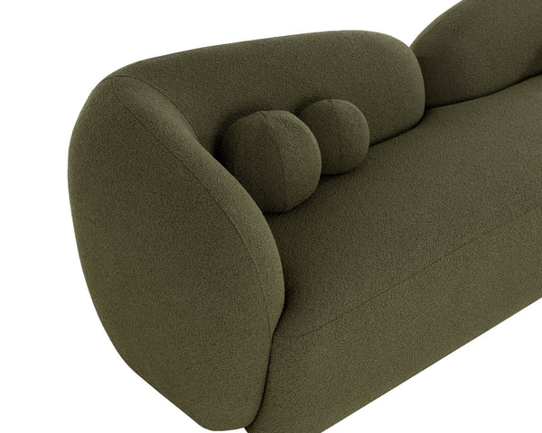 Sunpan Esme Sofa - Luxurious Boucle Design With Cozy Curves And Spherical Cushions For Ultimate Comfort Green Fabric 111498