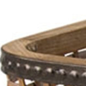 Homeroots Set Of Two Brown Rectangular Woven Bamboo Wood Serving Tray   516312