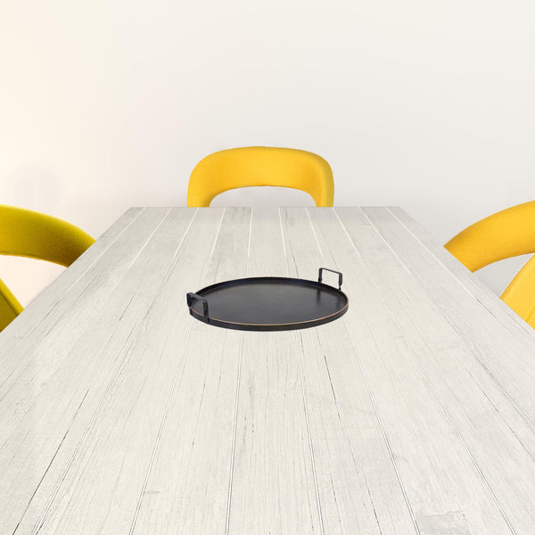 Homeroots Set Of Two Black And Gold Round Metal Serving Tray With Handles   516314