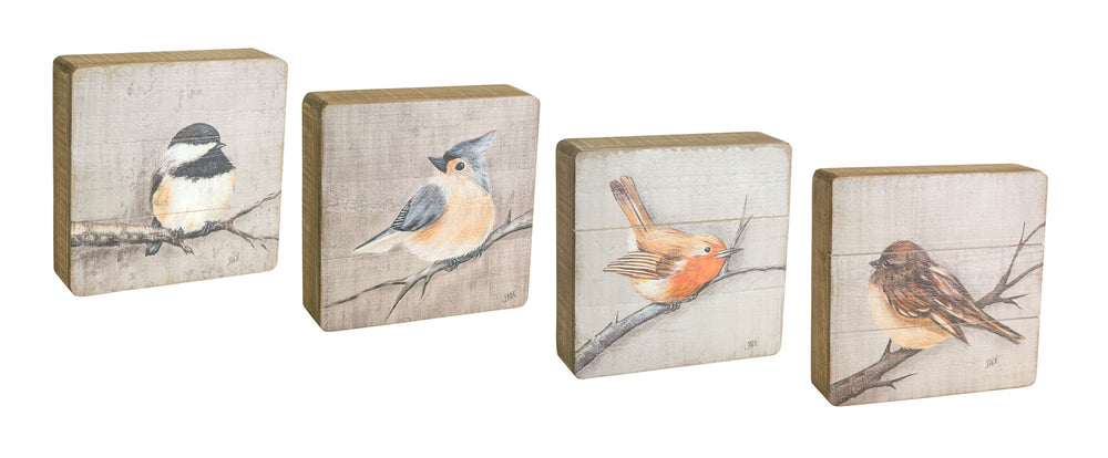 Homeroots Set Of Four Brown Solid Wood Bird Wall Decor  Solid Wood 516342