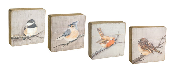 Homeroots Set Of Four Brown Solid Wood Bird Wall Decor  Solid Wood 516342