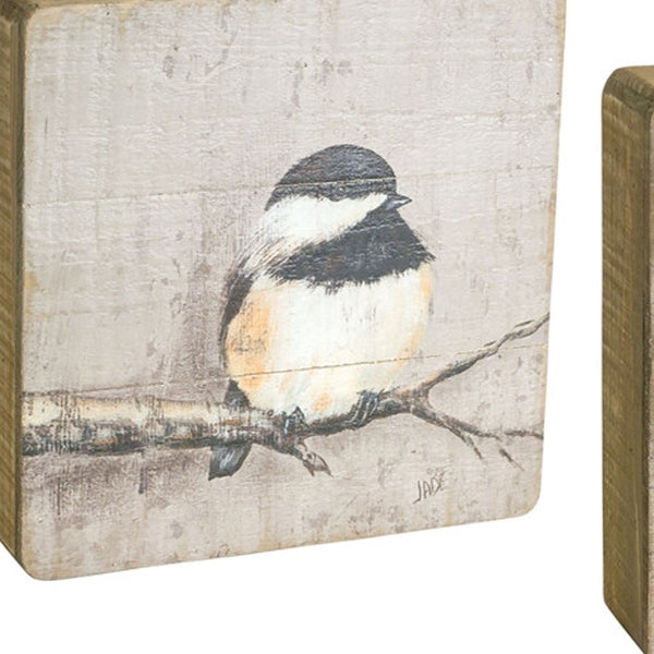 Homeroots Set Of Four Brown Solid Wood Bird Wall Decor  Solid Wood 516342